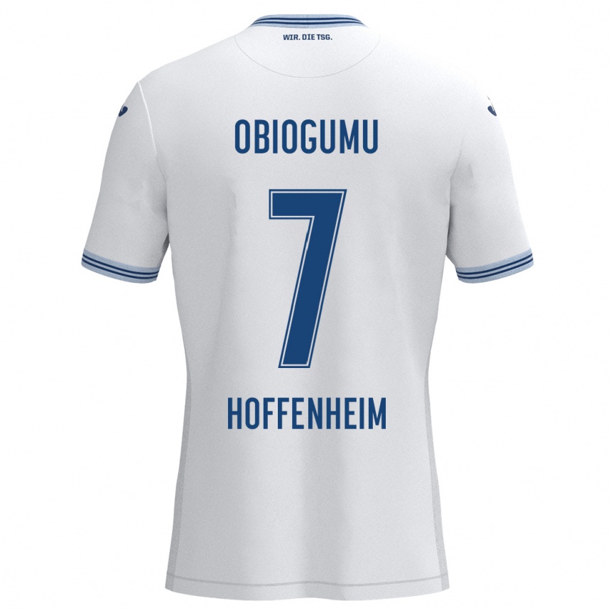 ילדים כדורגל Uche Obiogumu #7 כחול לבן הרחק ג'רזי 2024/25