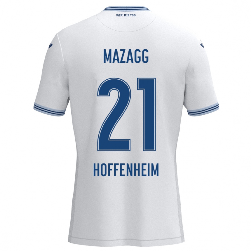 ילדים כדורגל Lukas Mazagg #21 כחול לבן הרחק ג'רזי 2024/25