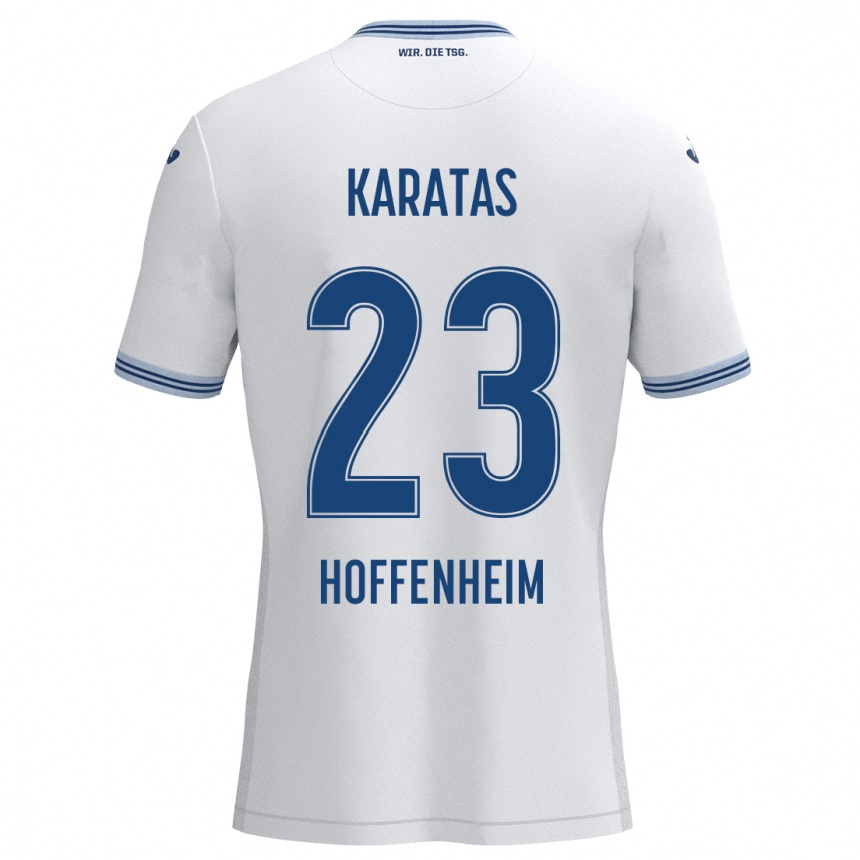 ילדים כדורגל Can Karatas #23 כחול לבן הרחק ג'רזי 2024/25