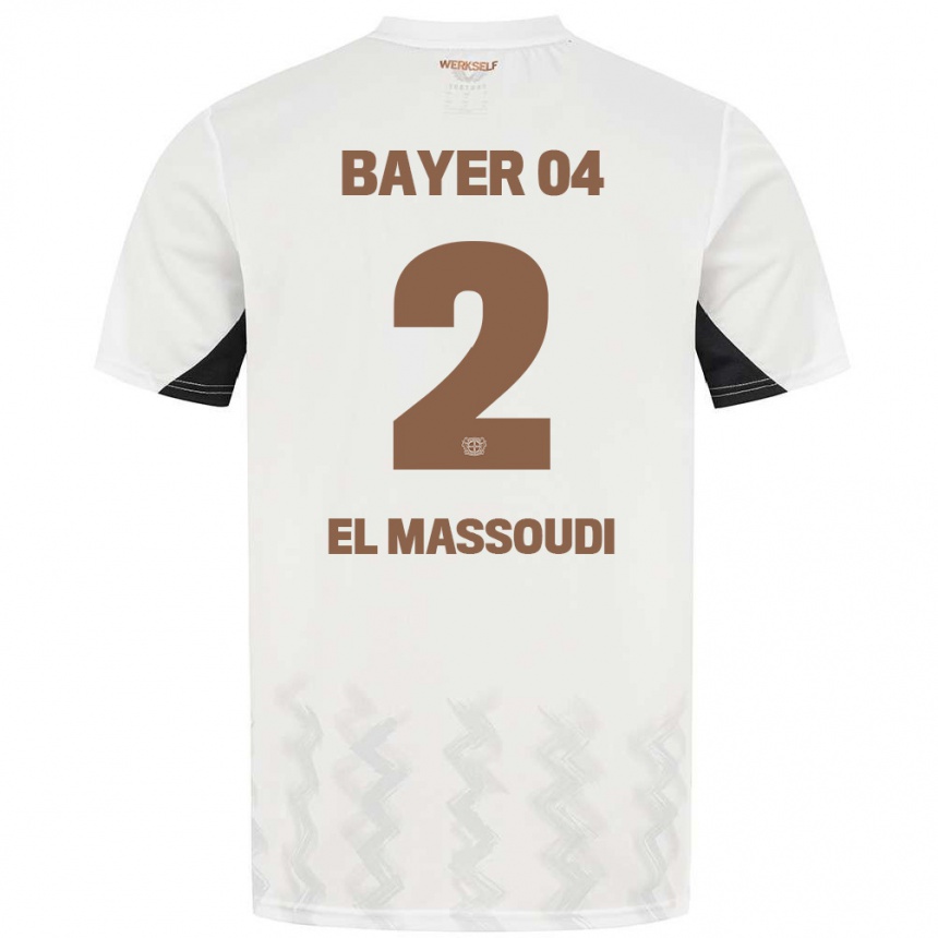 ילדים כדורגל Nassim El Massoudi #2 לבן שחור הרחק ג'רזי 2024/25