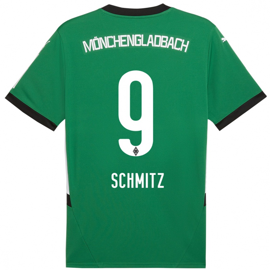 ילדים כדורגל שרה שמיץ #9 ירוק לבן הרחק ג'רזי 2024/25