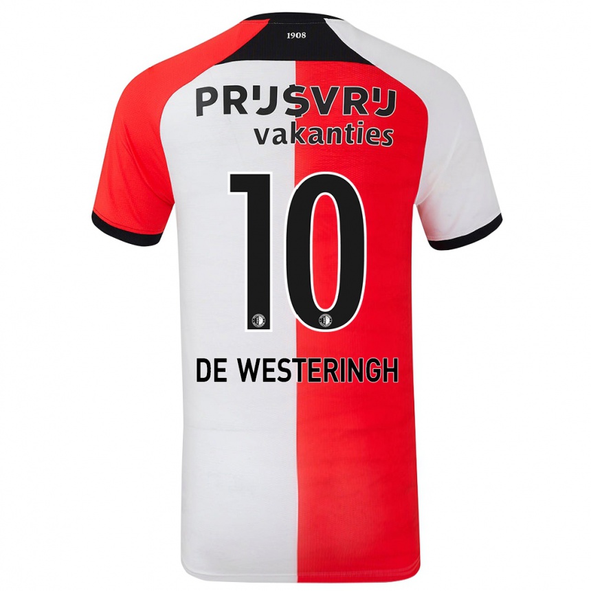 גברים כדורגל Kirsten Van De Westeringh #10 אדום לבן ג'רזי ביתית 2024/25