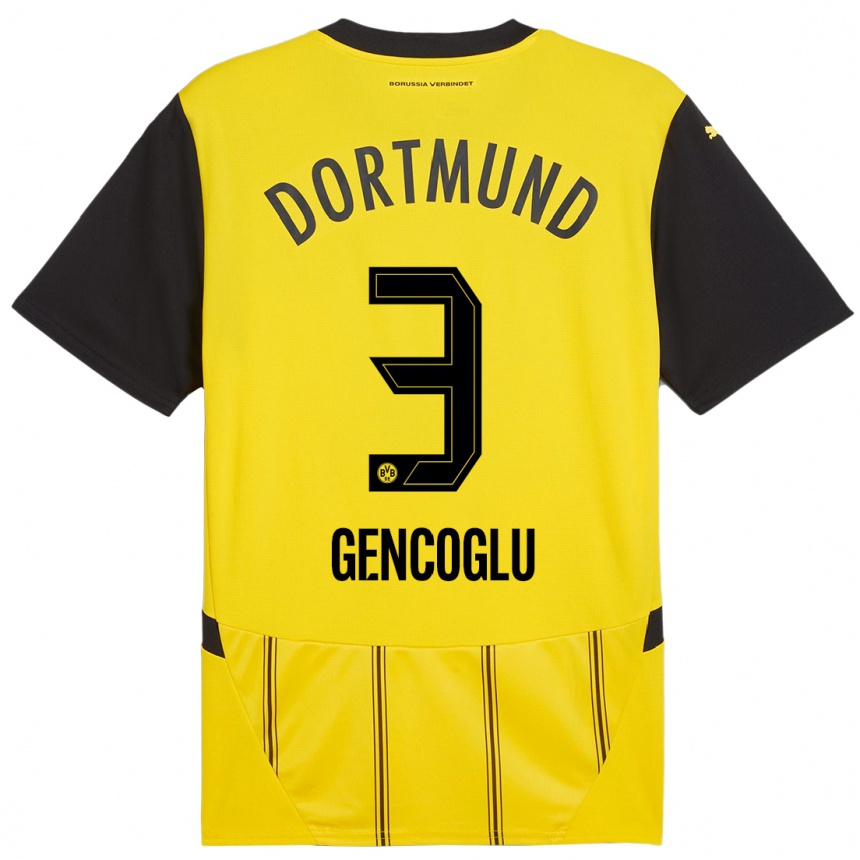גברים כדורגל Tekin Gencoglu #3 צהוב שחור ג'רזי ביתית 2024/25