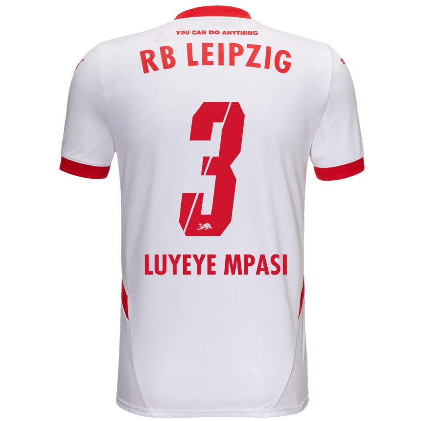 גברים כדורגל Seal Luyeye Mpasi #3 לבן אדום ג'רזי ביתית 2024/25
