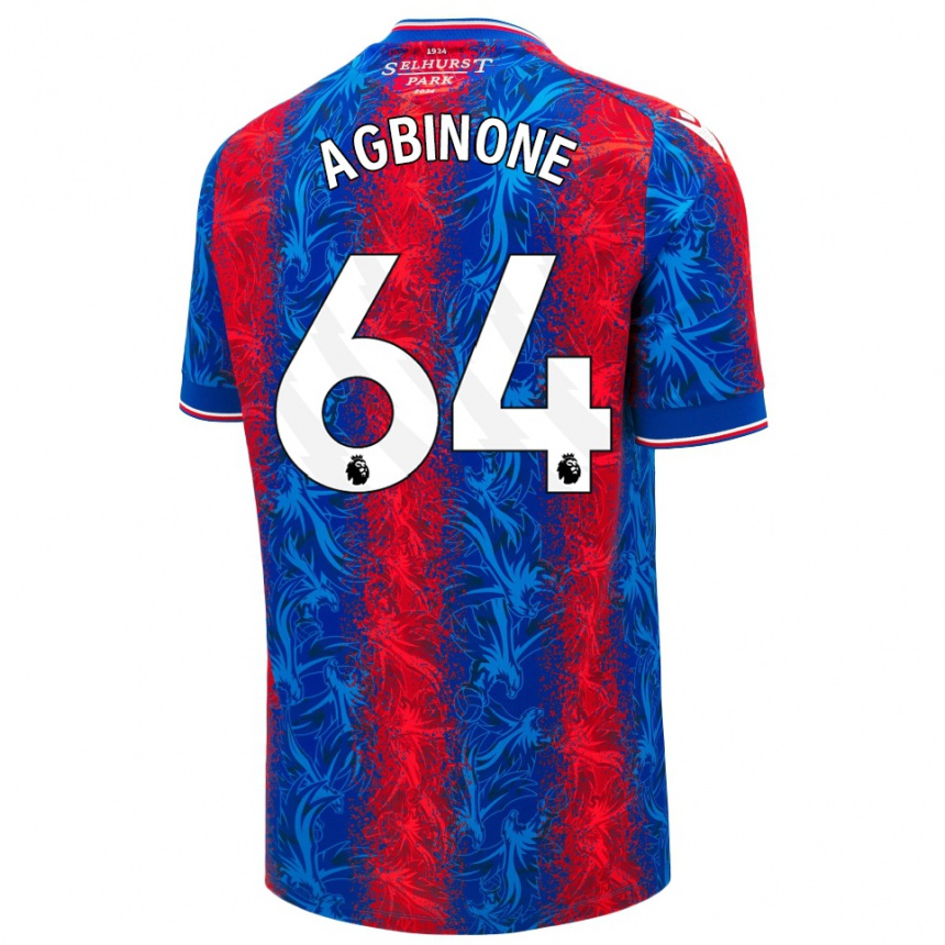 גברים כדורגל Asher Agbinone #64 פסים כחולים אדומים ג'רזי ביתית 2024/25