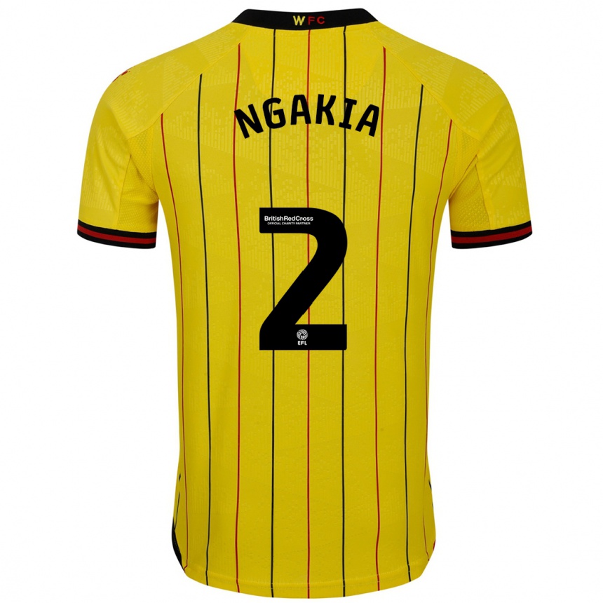 גברים כדורגל Jeremy Ngakia #2 צהוב שחור ג'רזי ביתית 2024/25