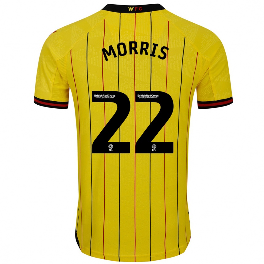 גברים כדורגל James Morris #22 צהוב שחור ג'רזי ביתית 2024/25