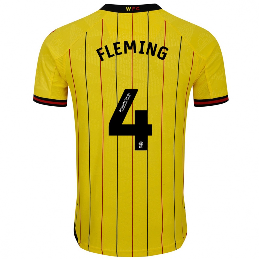 גברים כדורגל Charlotte Fleming #4 צהוב שחור ג'רזי ביתית 2024/25
