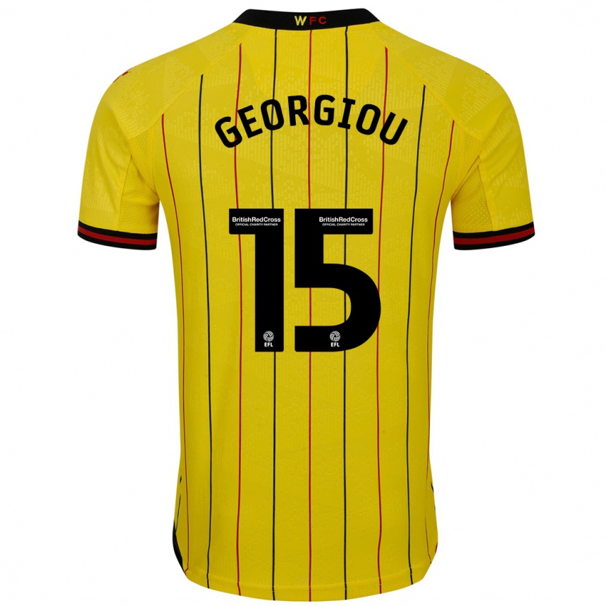גברים כדורגל Andria Georgiou #15 צהוב שחור ג'רזי ביתית 2024/25