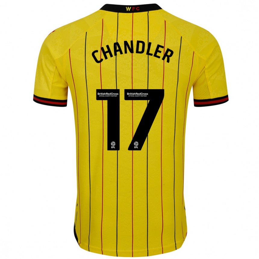 גברים כדורגל Megan Chandler #17 צהוב שחור ג'רזי ביתית 2024/25