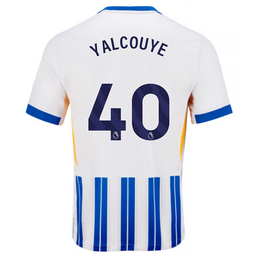 גברים כדורגל Malick Junior Yalcouyé #40 פסי סיכה כחולים לבנים ג'רזי ביתית 2024/25