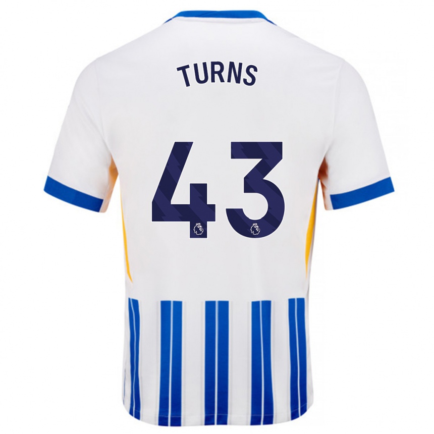גברים כדורגל Ed Turns #43 פסי סיכה כחולים לבנים ג'רזי ביתית 2024/25
