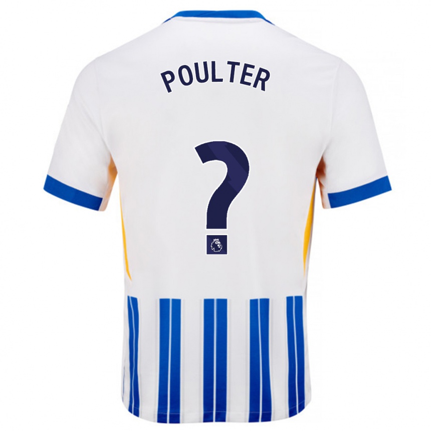 גברים כדורגל Hannah Poulter #0 פסי סיכה כחולים לבנים ג'רזי ביתית 2024/25