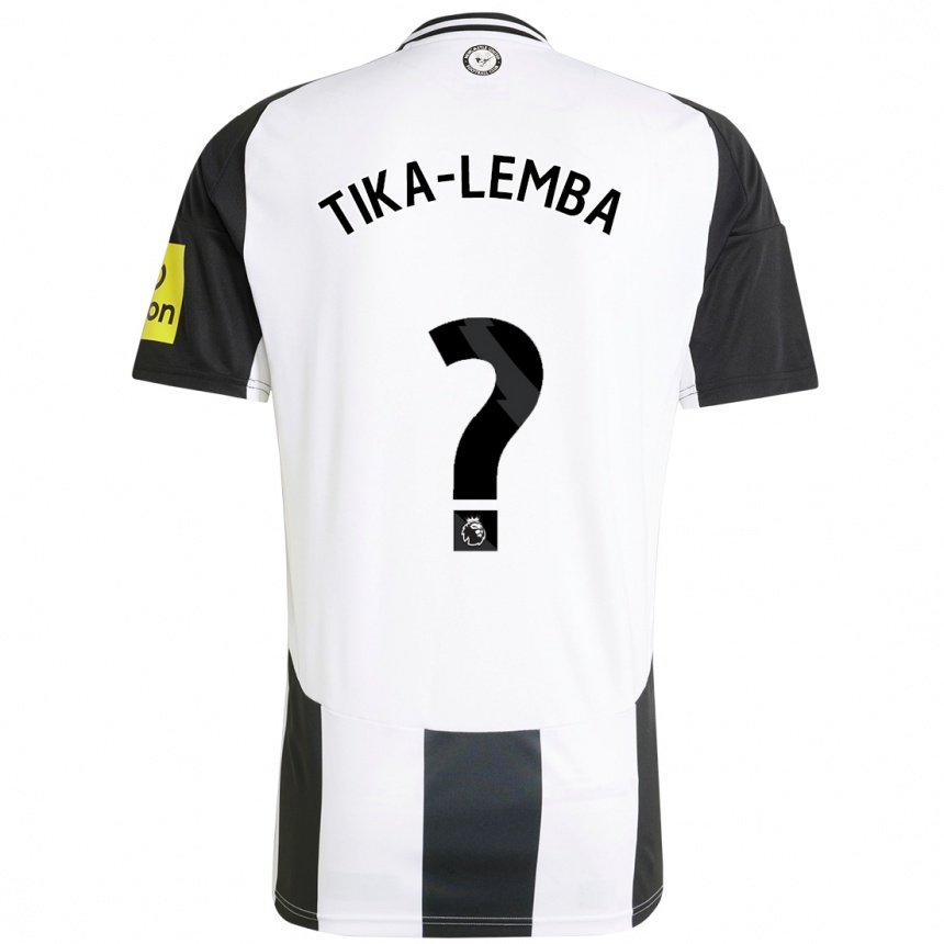 גברים כדורגל Ezra Tika-Lemba #0 לבן שחור ג'רזי ביתית 2024/25