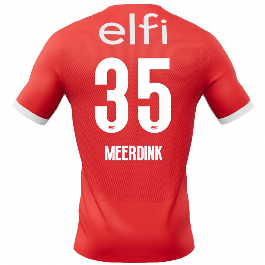 גברים כדורגל Mexx Meerdink #35 אדום לבן ג'רזי ביתית 2024/25