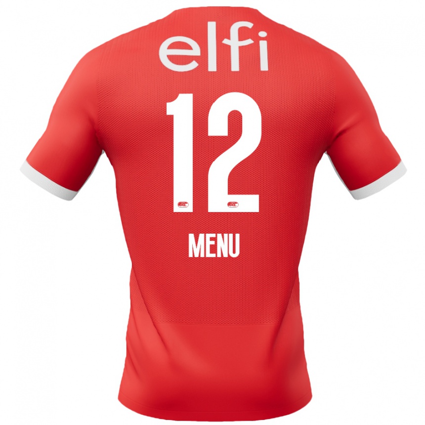 גברים כדורגל Mathijs Menu #12 אדום לבן ג'רזי ביתית 2024/25
