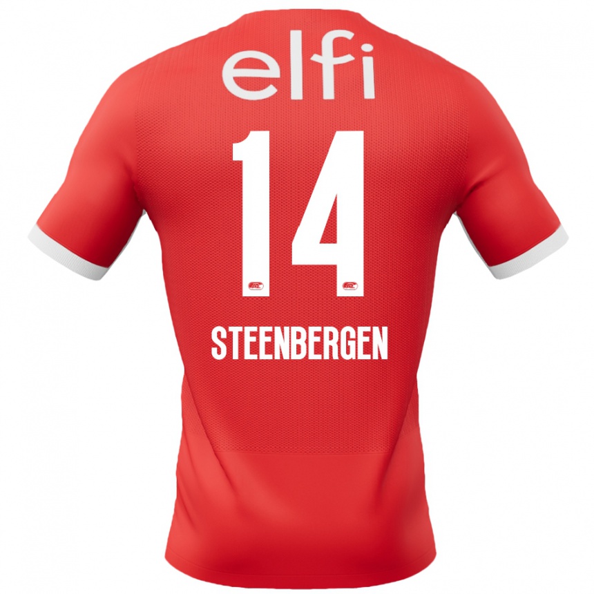 גברים כדורגל Thom Steenbergen #14 אדום לבן ג'רזי ביתית 2024/25
