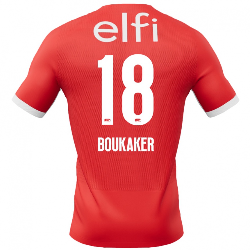 גברים כדורגל Romaissa Boukaker #18 אדום לבן ג'רזי ביתית 2024/25
