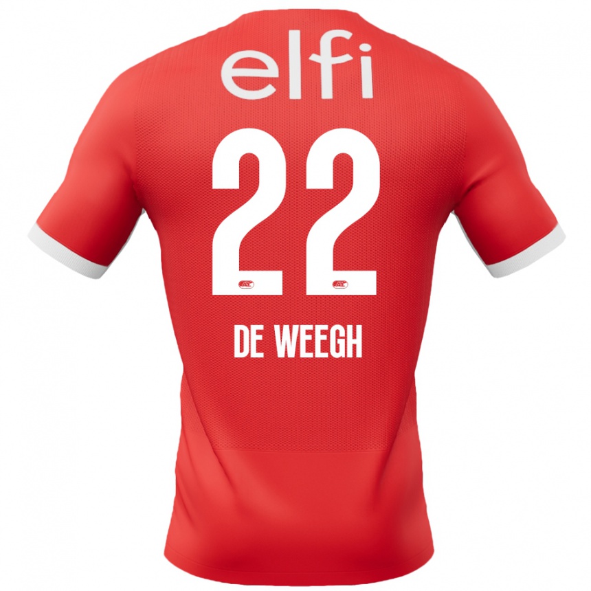 גברים כדורגל Bo Op De Weegh #22 אדום לבן ג'רזי ביתית 2024/25
