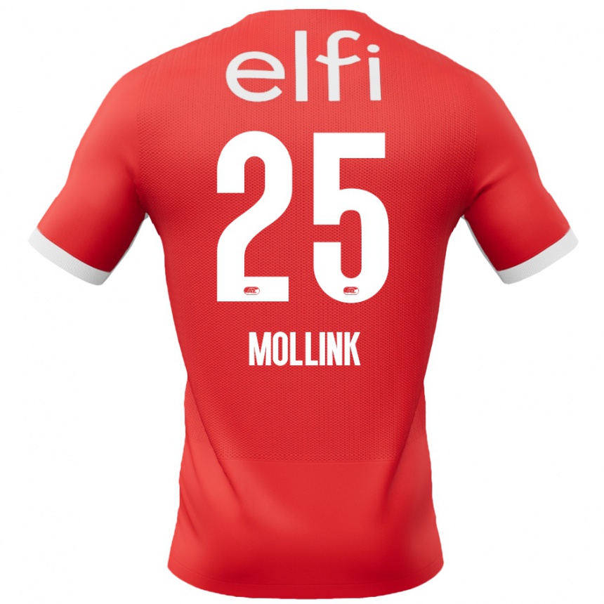 גברים כדורגל Yaël Mollink #25 אדום לבן ג'רזי ביתית 2024/25