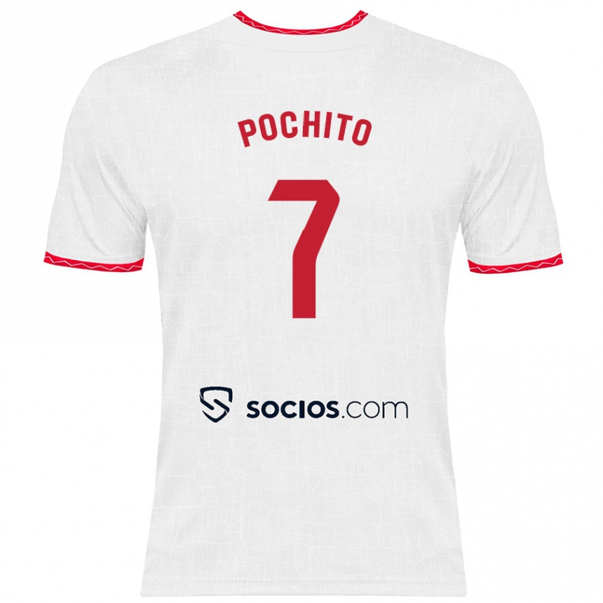 גברים כדורגל Pochito #7 לבן אדום ג'רזי ביתית 2024/25