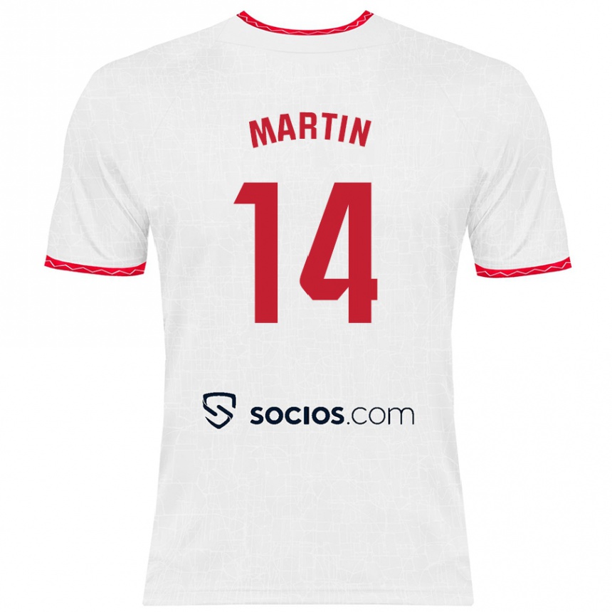 גברים כדורגל Nazareth Martín #14 לבן אדום ג'רזי ביתית 2024/25