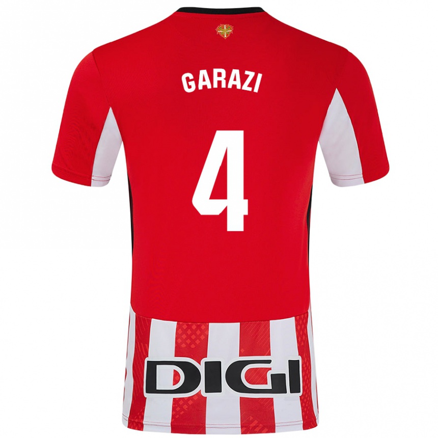 גברים כדורגל Garazi #4 אדום לבן ג'רזי ביתית 2024/25