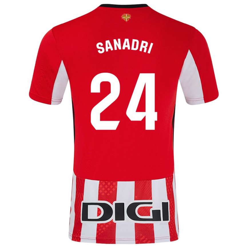 גברים כדורגל Sanadri #24 אדום לבן ג'רזי ביתית 2024/25