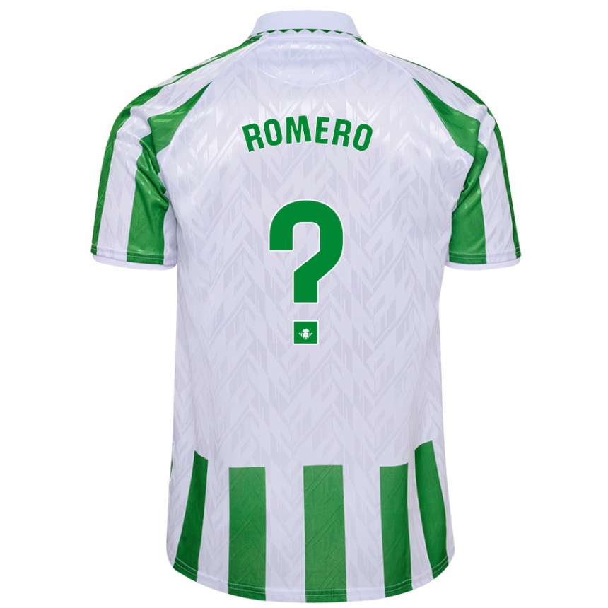 גברים כדורגל Dani Romero #0 פסים ירוקים לבנים ג'רזי ביתית 2024/25