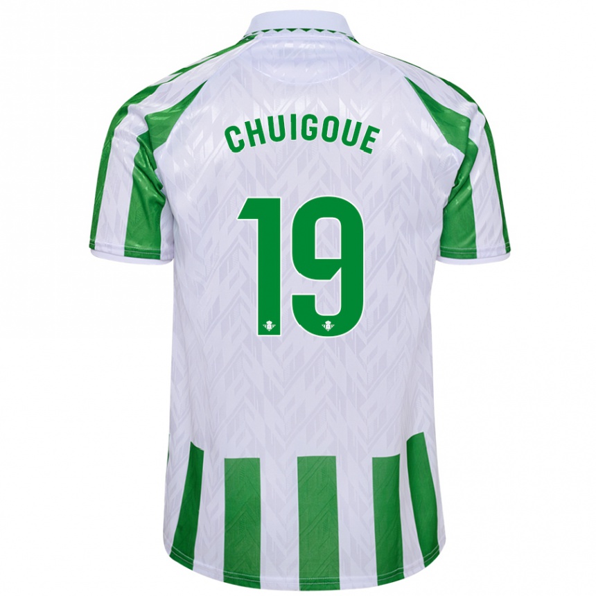 גברים כדורגל Dorine Chuigoué #19 פסים ירוקים לבנים ג'רזי ביתית 2024/25