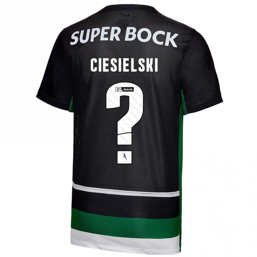 גברים כדורגל Daniel Ciesielski #0 שחור לבן ירוק ג'רזי ביתית 2024/25