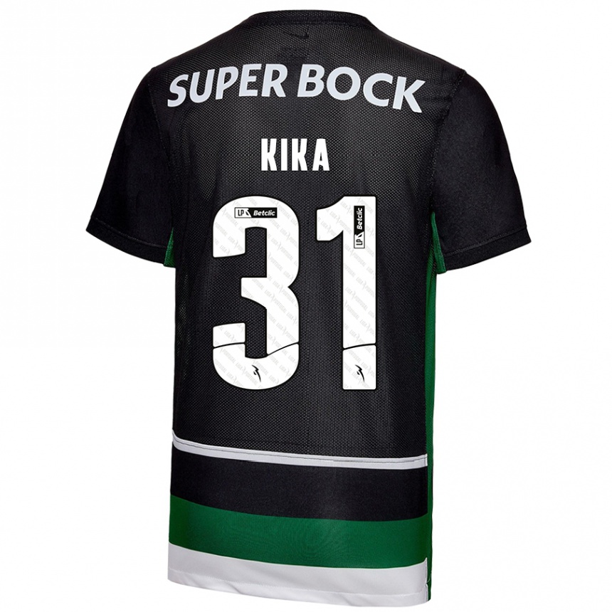 גברים כדורגל Kika #31 שחור לבן ירוק ג'רזי ביתית 2024/25