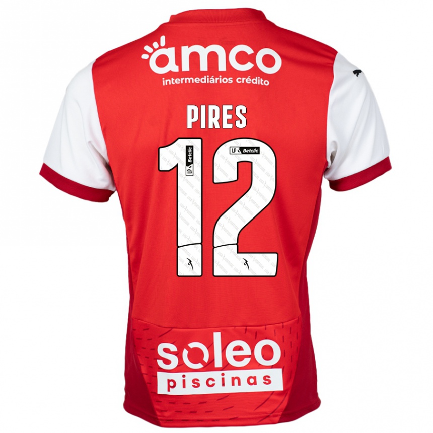 גברים כדורגל Hugo Pires #12 אדום לבן ג'רזי ביתית 2024/25
