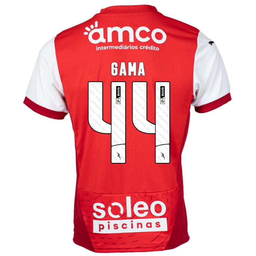 גברים כדורגל Dinis Gama #44 אדום לבן ג'רזי ביתית 2024/25
