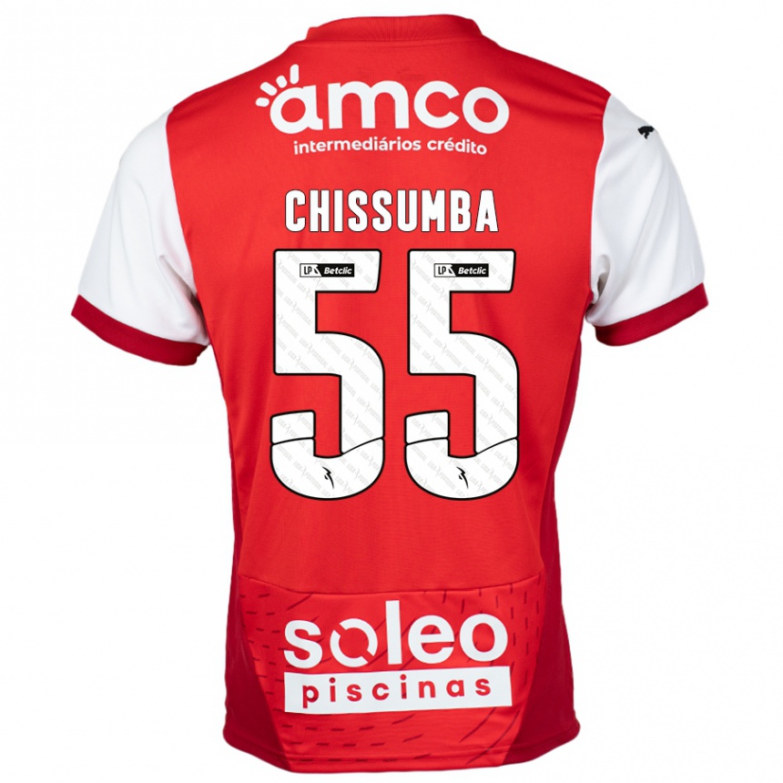 גברים כדורגל Chissumba #55 אדום לבן ג'רזי ביתית 2024/25