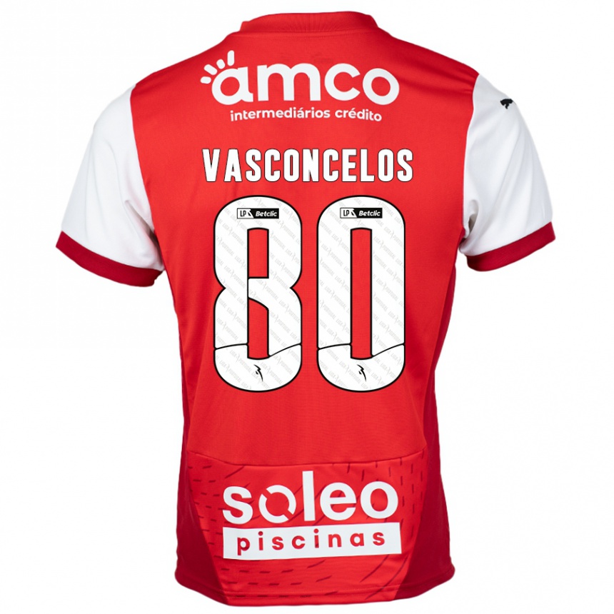 גברים כדורגל Vasconcelos #80 אדום לבן ג'רזי ביתית 2024/25