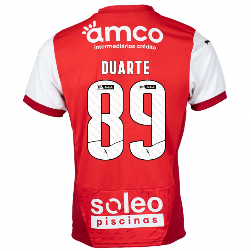 גברים כדורגל Afonso Duarte #89 אדום לבן ג'רזי ביתית 2024/25