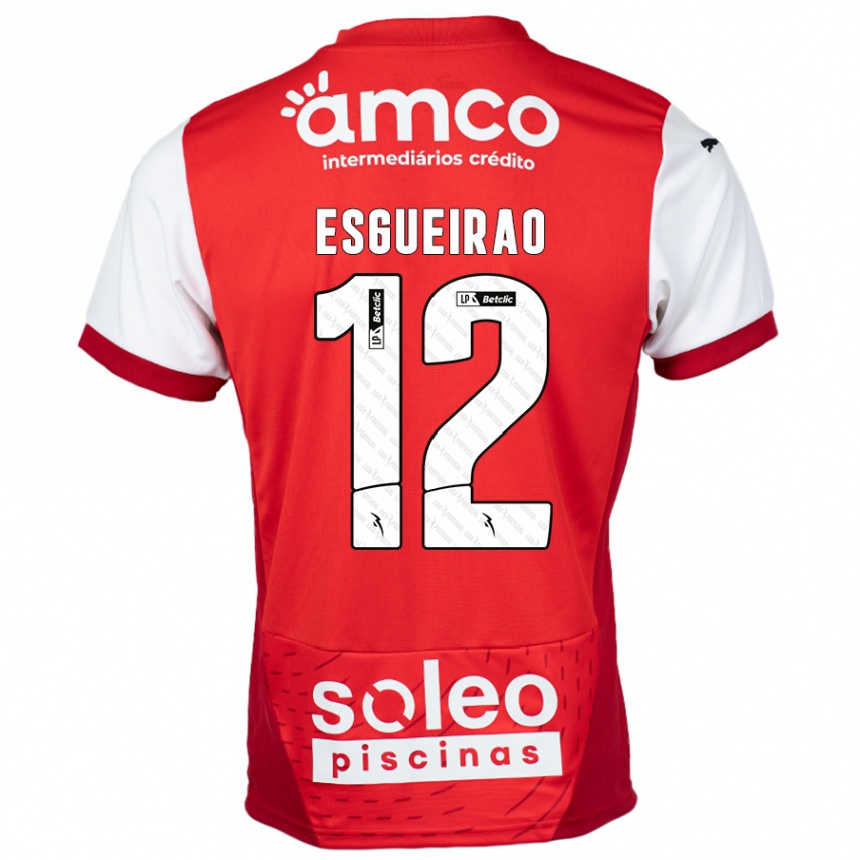 גברים כדורגל Íris Esgueirão #12 אדום לבן ג'רזי ביתית 2024/25