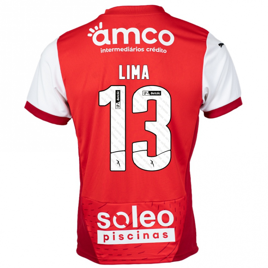 גברים כדורגל Aline Lima #13 אדום לבן ג'רזי ביתית 2024/25