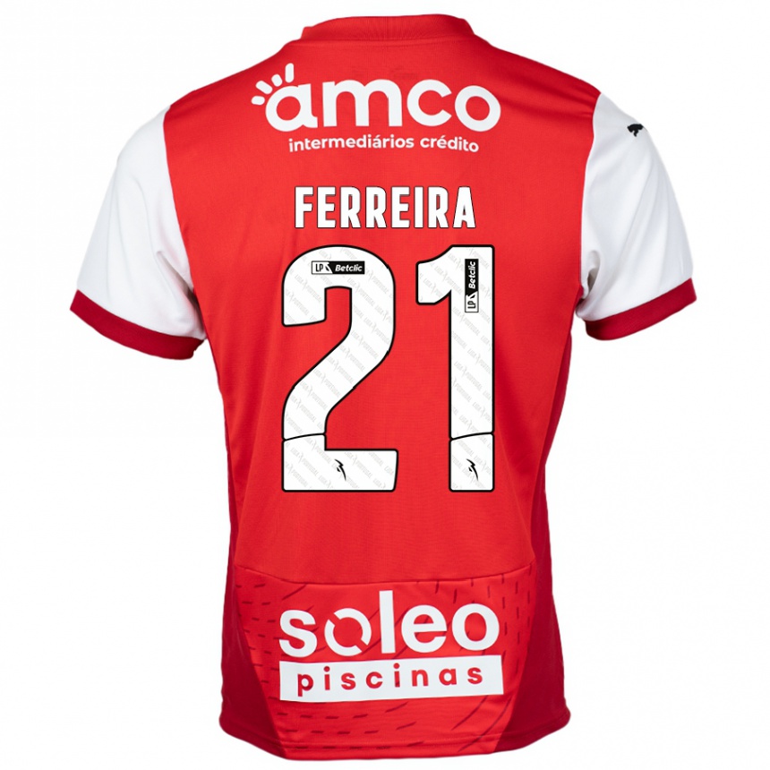 גברים כדורגל Ana Carolina Ferreira #21 אדום לבן ג'רזי ביתית 2024/25