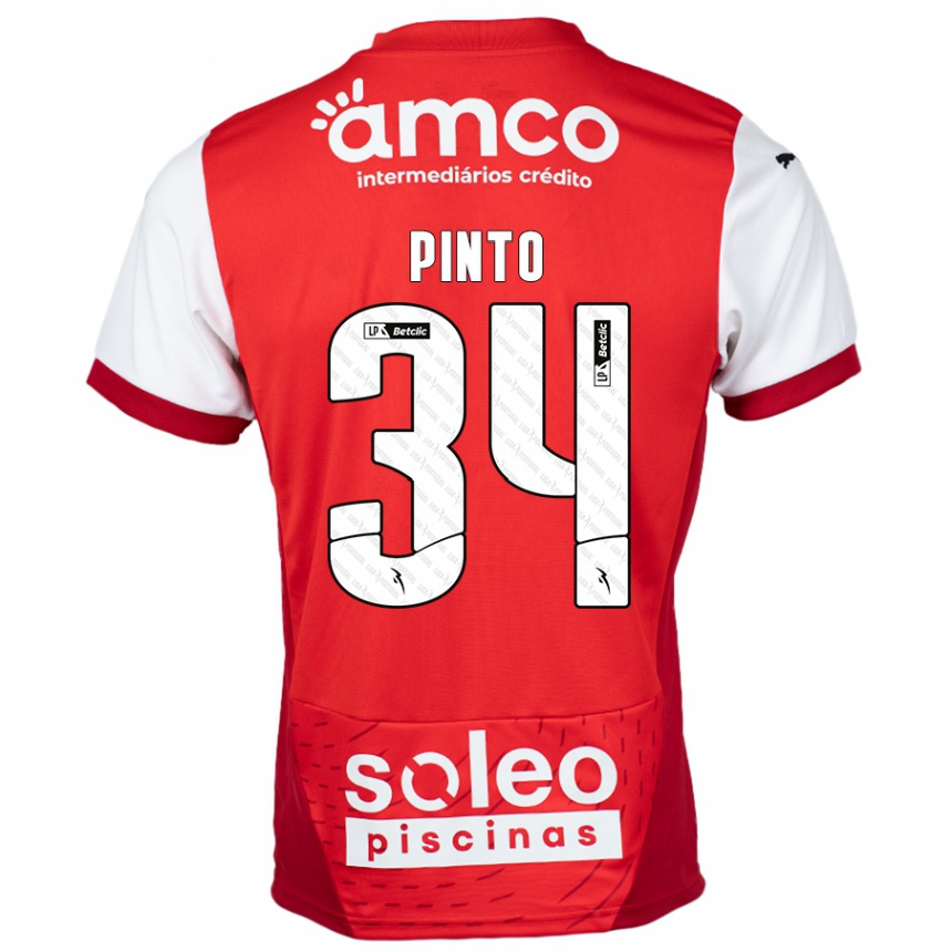 גברים כדורגל Ana Pinto #34 אדום לבן ג'רזי ביתית 2024/25