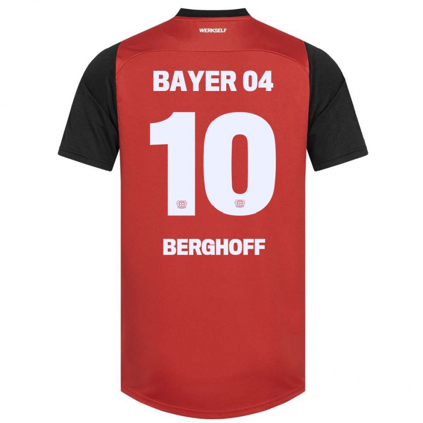 גברים כדורגל Jonah Berghoff #10 אדום שחור ג'רזי ביתית 2024/25