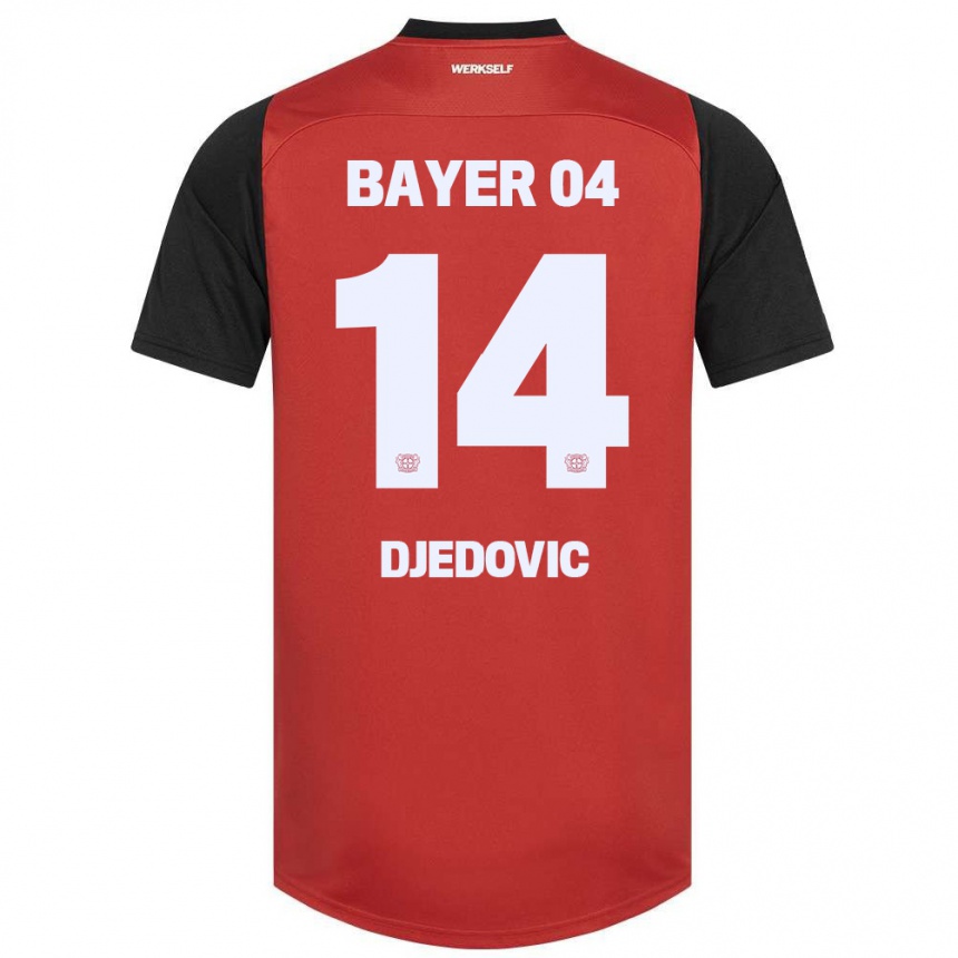 גברים כדורגל Melis Djedovic #14 אדום שחור ג'רזי ביתית 2024/25