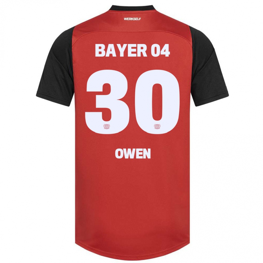 גברים כדורגל Emmanuel Owen #30 אדום שחור ג'רזי ביתית 2024/25