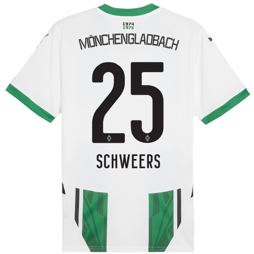 גברים כדורגל Lion Schweers #25 ירוק לבן ג'רזי ביתית 2024/25