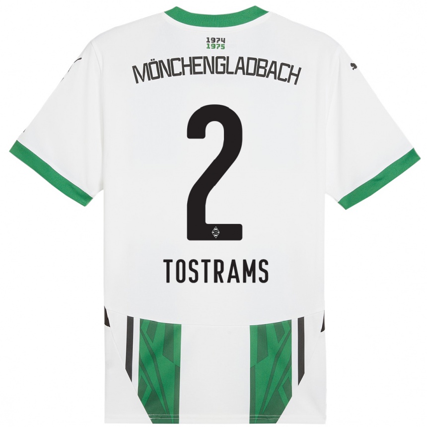 גברים כדורגל Eva Tostrams #2 ירוק לבן ג'רזי ביתית 2024/25