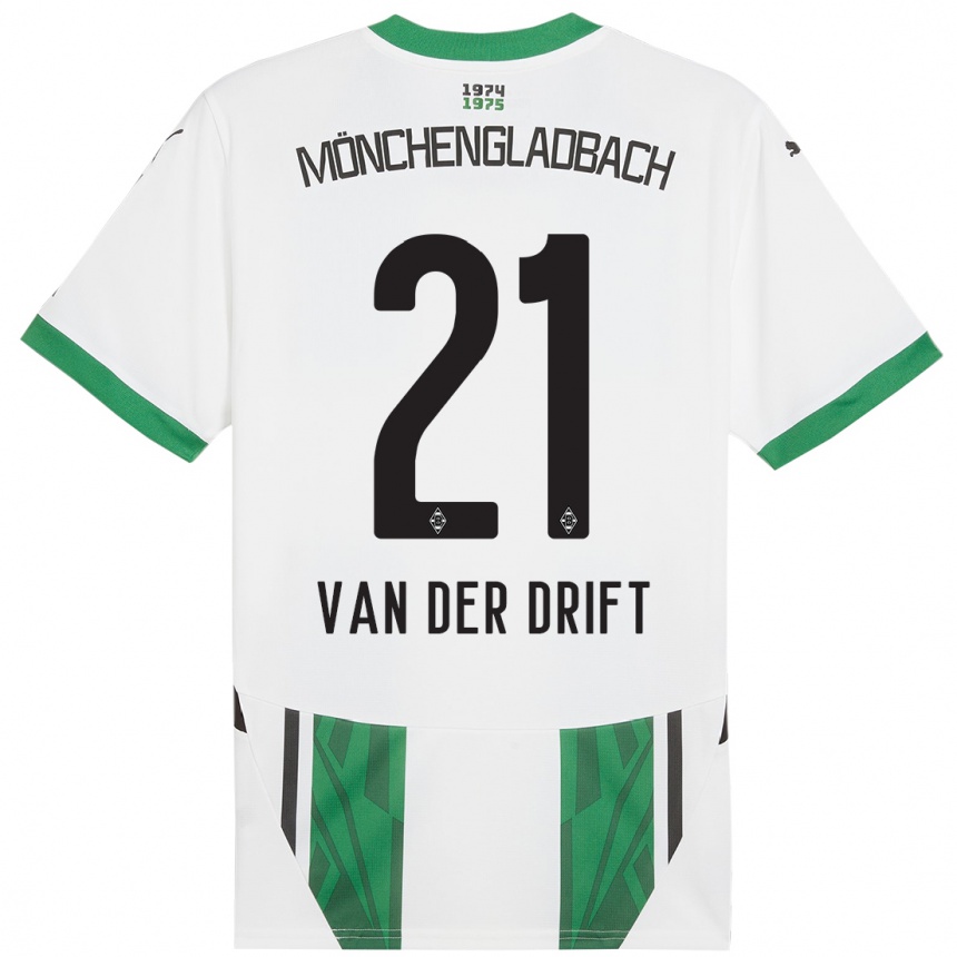 גברים כדורגל Suus Van Der Drift #21 ירוק לבן ג'רזי ביתית 2024/25