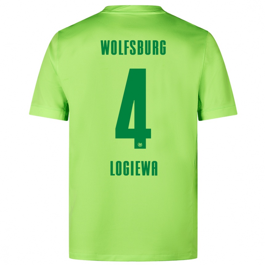 גברים כדורגל Luca Logiewa #4 ירוק ניאון ג'רזי ביתית 2024/25