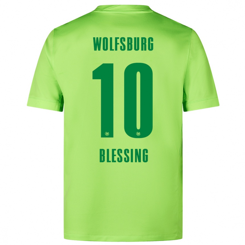 גברים כדורגל Èlisée Blessing #10 ירוק ניאון ג'רזי ביתית 2024/25