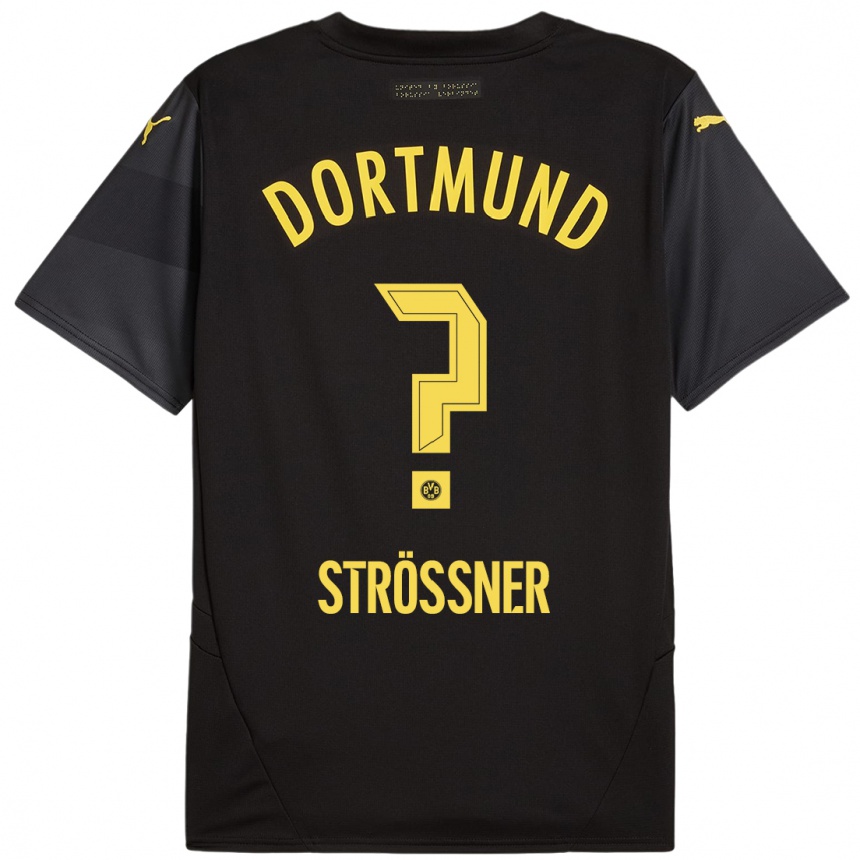 גברים כדורגל Lenni Strößner #0 שחור צהוב הרחק ג'רזי 2024/25